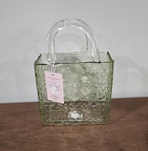 Cupcakes and Cashmere Glass Vase Green & Clear Decorative Handbag Design